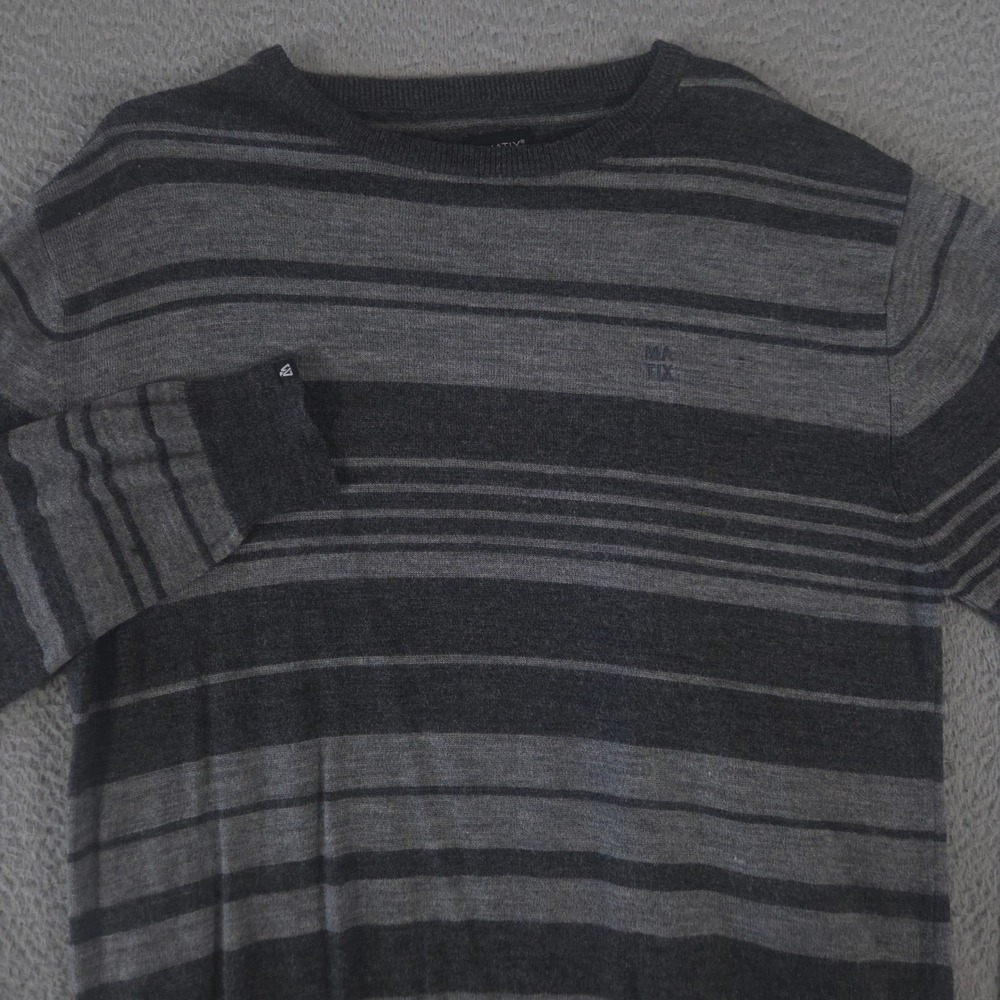 Matix Marc Johnson Sweater Men XL Asymmetric Stripe Wool Blend Crewneck Pullover